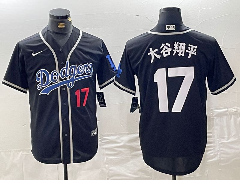 Men Los Angeles Dodgers #17 Ohtani Black Fashion Nike Game MLB Jersey style 43